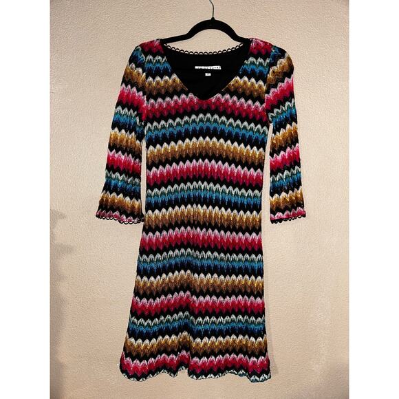 Trina Turk Orchestra Up Town Edgy Mob Wife Rhythm Rachel  Knit Dress - Picture 1 of 9
